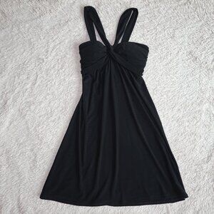 Women’s black size 7/8 A-line dress with twist at bust